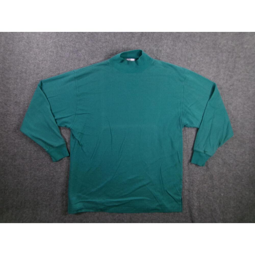 Domani Uomo Sweater Mens Large Teal Linen Blend Mock Neck Comfortable